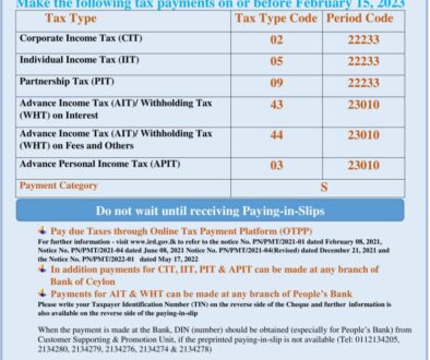 Notice to Taxpayers Year of Assessment 2022/2023